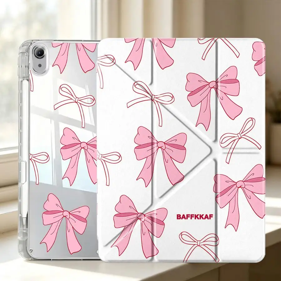 Sweet Pink Bow Tablet Case For Samsung Galaxy Tab S7 FE S8 A9 Plus S10 Lite A8 S9 Plus A11 With Pen Slot Cover