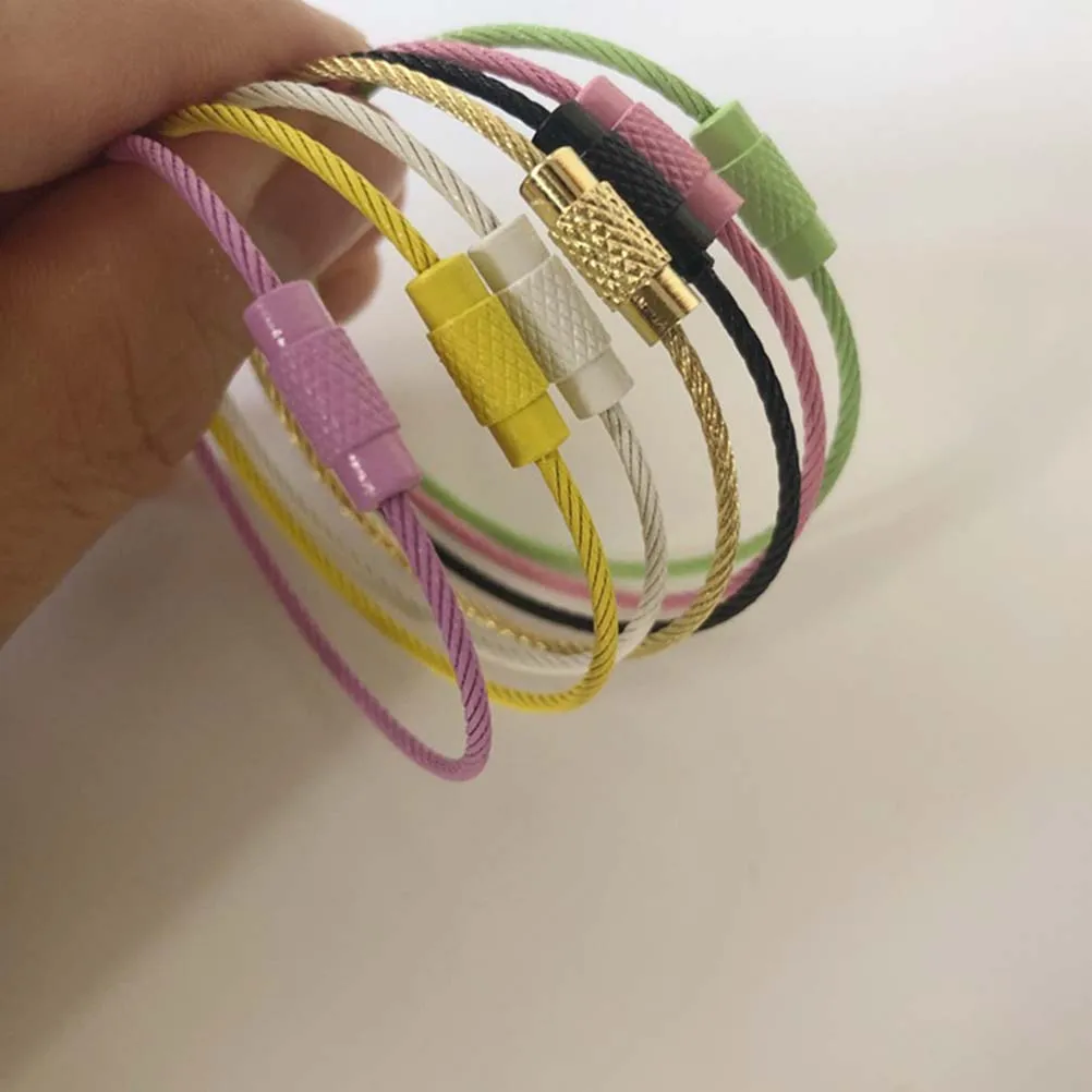 

10pcs Stainless Steel Wire Keychains Durable Cable Rings Heavy Duty Keyring Tags Accessories Small Size Practical Luggage