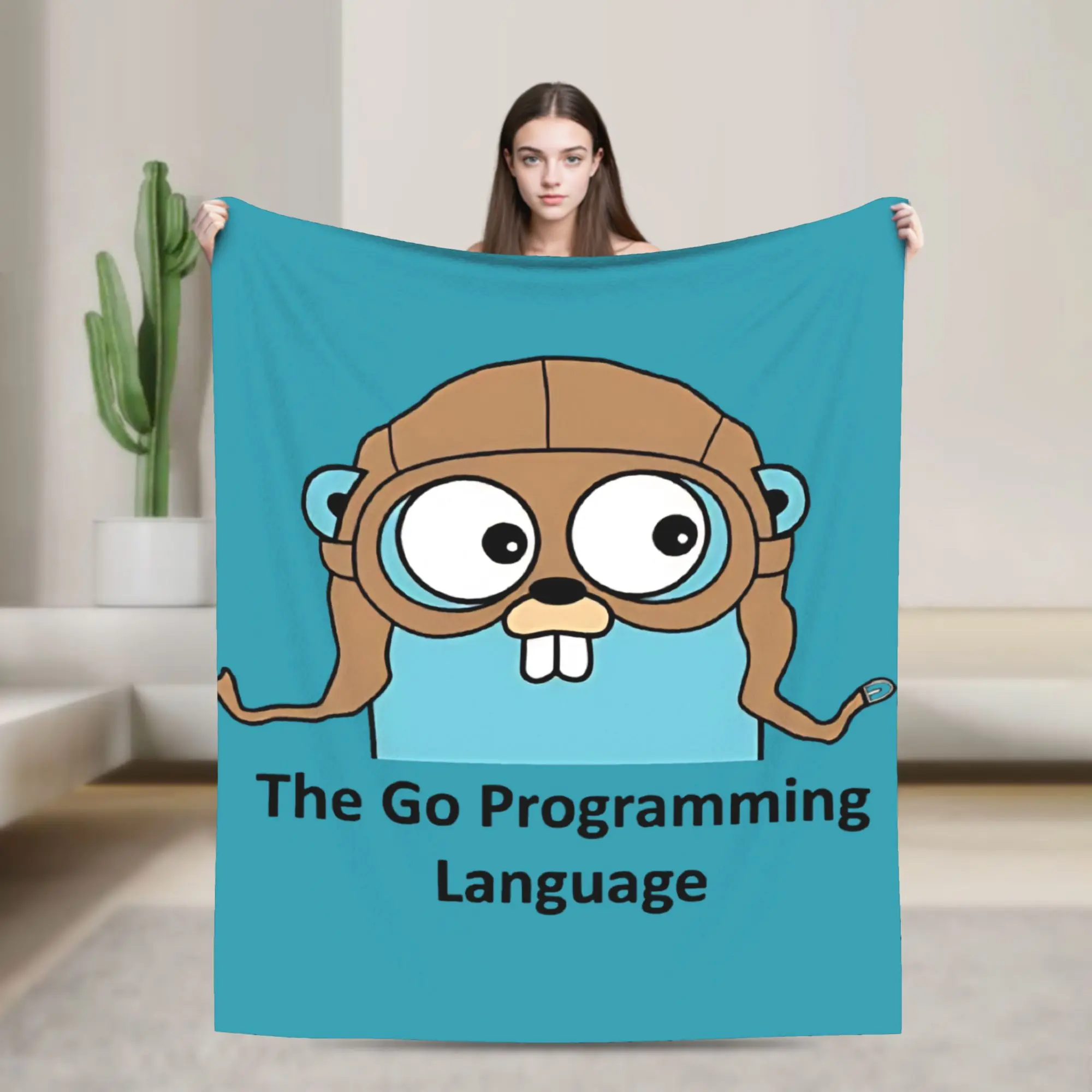 Go GoLang Gopher Programming Language  Blankets Fleece  Cozy Soft Throw Blankets for Bedding Bedspreads