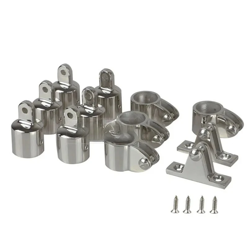 

12pcs Boat Accessories Universal 3-Bow Bimini Top 316 Stainless Steel Marine Hardware Set Deck Hinge Jaw Slide Eye End Fitting