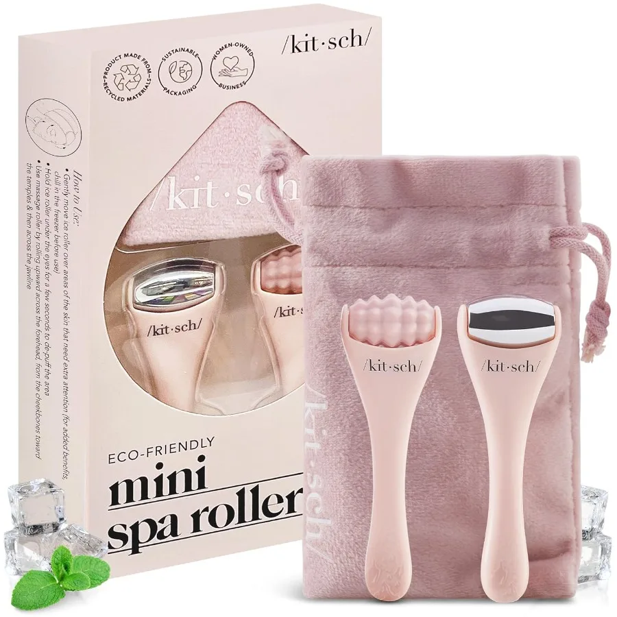 Mini Facial Roller Ice Face Roller Skin Care Tool Set for Women Face Massager for Puffy Eyes Cold Therapy Lymphatic Drainage Ma