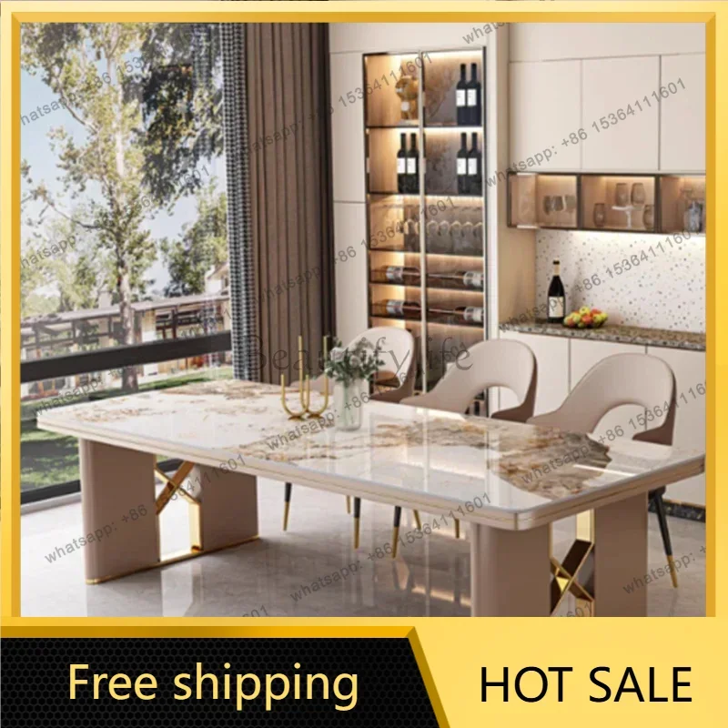 LJY Luxury Extending Dining Table Nordic Modern Wood Kitchen Dining Table Designer Chairs Mesas De Comedor Living Room Furniture