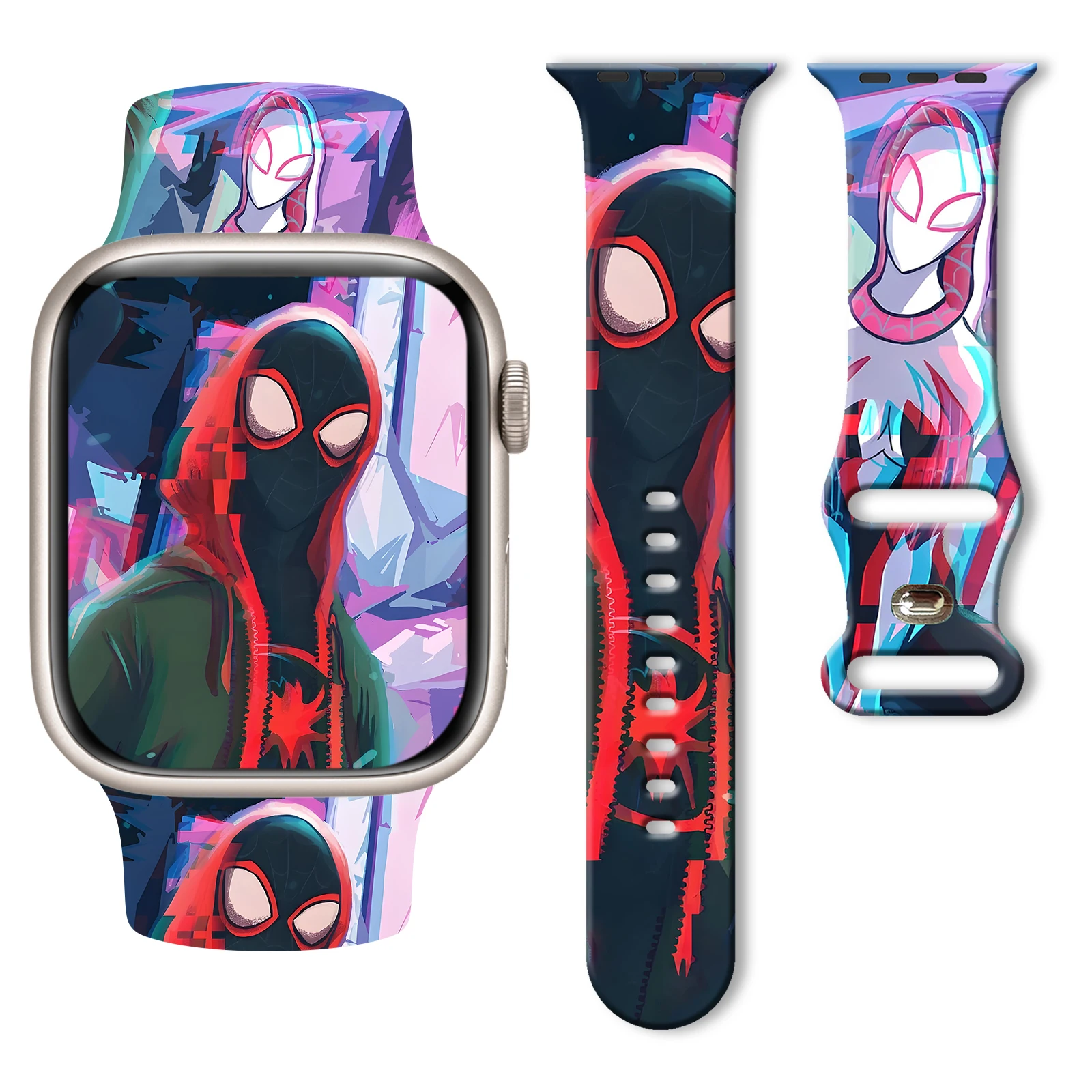 

Marvel Comic Spider-Man Series Print Strap for Apple Watch 11/10/9/8/7/SE, Soft Replacement Silicone Band 46mm/45mm/44mm/42mm