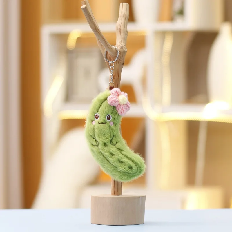 12 cm Lustige Gurken Streifen Plüsch-schlüsselbund Kreative Obst Puppe Schlüsselring Frauen Rucksack Tasche Anhänger Kinder Geburtstag Geschenk Zubehör