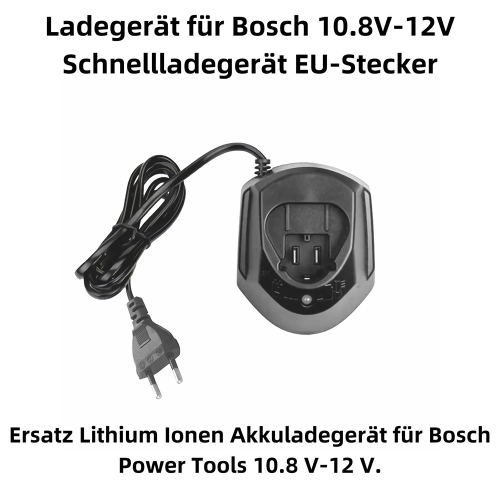 Cargador de batería de iones de litio con luz indicadora para Bosch 10,8 V 12V cargador de batería de iones de litio soporte 110-240V para pieza de herramienta eléctrica