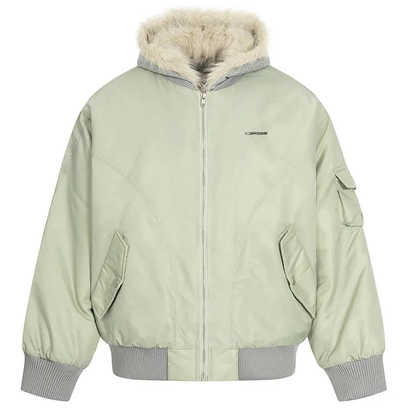 جواكت شتوية للرجال معاطف باركاس دافئة سميكة وياقة من الفرو سترات مبطنة ملابس الشارع الشهير Harajuku سترات بقلنسوة ملابس خارجية #2