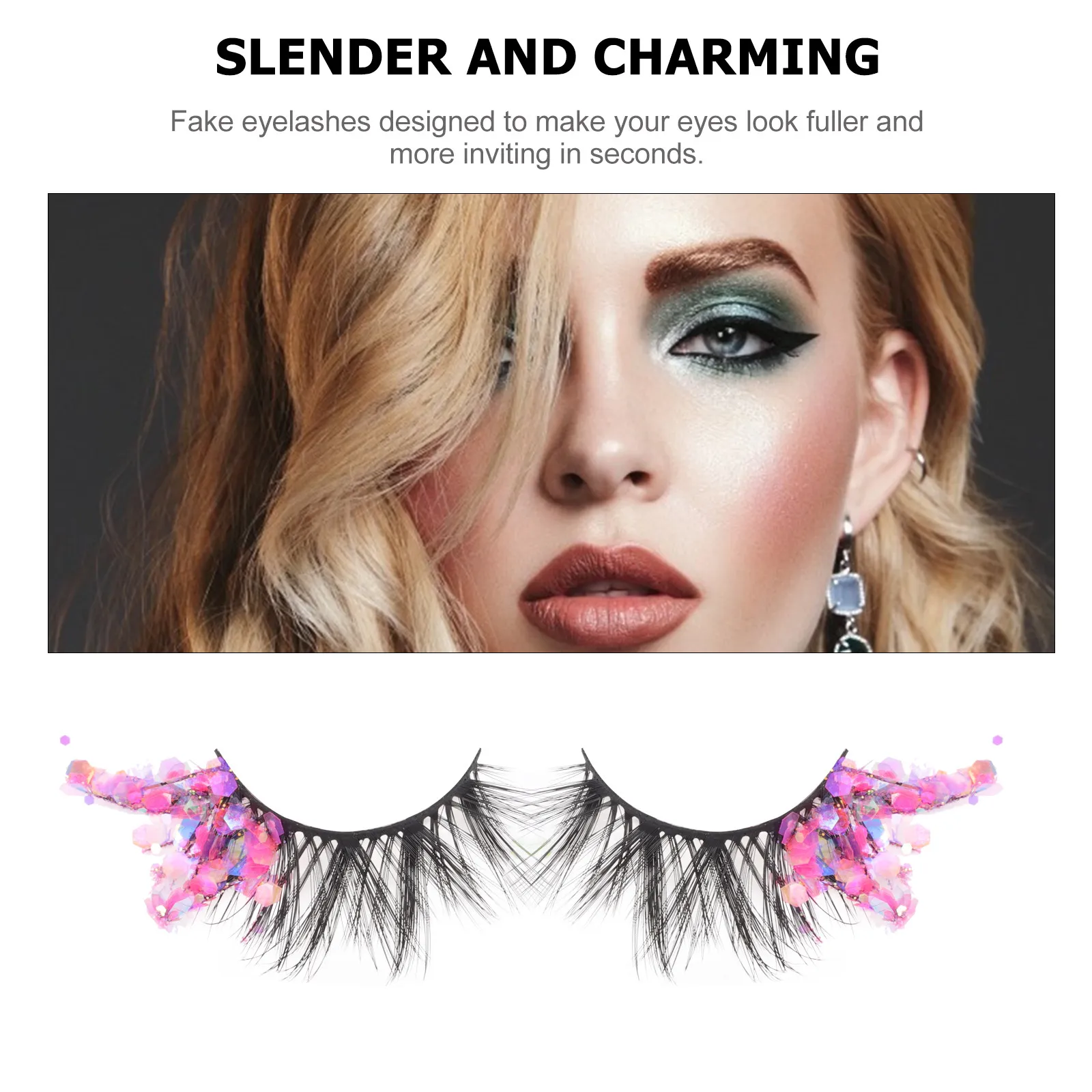 1Pair Fluorescent Eyelash Extensions Luminous Sparkle False Eyelashes for Women Quick Sexy Eye Party