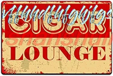 Tin Signs Cigar Wall Decor - Metal Sign for Man Cave Bar Smoking Room 12 x 8 in. Cigar Lounge sign