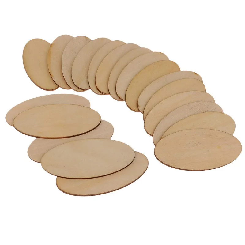 Unfinished Wood Oval Slices Natural Rustic Wooden Cutout Oval Wood Pieces Tag for DIY Craft Wedding Centerpiece Christmas