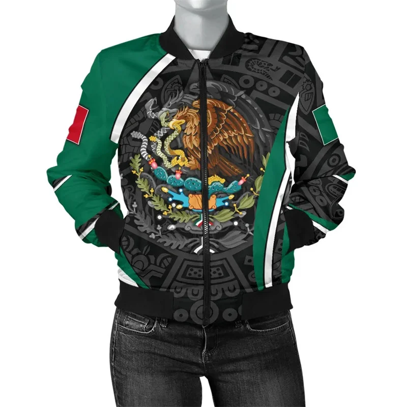 Harajuku 3D Mexico Skull Aztec Warrior Printing Jacket Mexican Ethnic Emblem Graphic Jackets For Men Fashion Long Sleeve Clothes