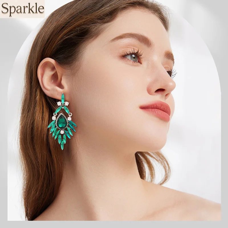 

Tassel Earrings Crystal Dangle Earrings for Women Elegant Cubic Zirconia Drop Ear Fashion Exquisite Wedding Party Jewelry Gift