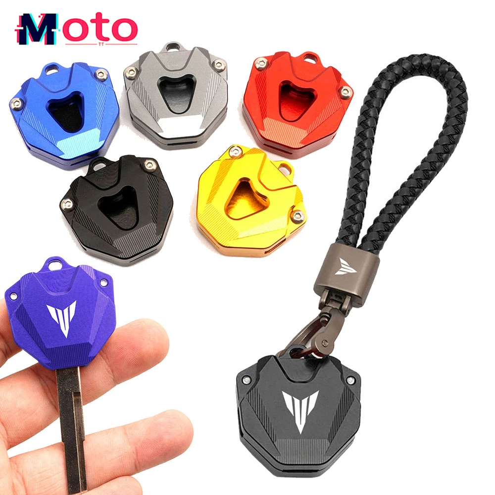 For YAMAHA MT07 MT09 MT03 MT 07 09 03 2013-2019 2021 2022 Motorcycle CNC Aluminum Fabric Badge Keyring Key Case Cover Keychain