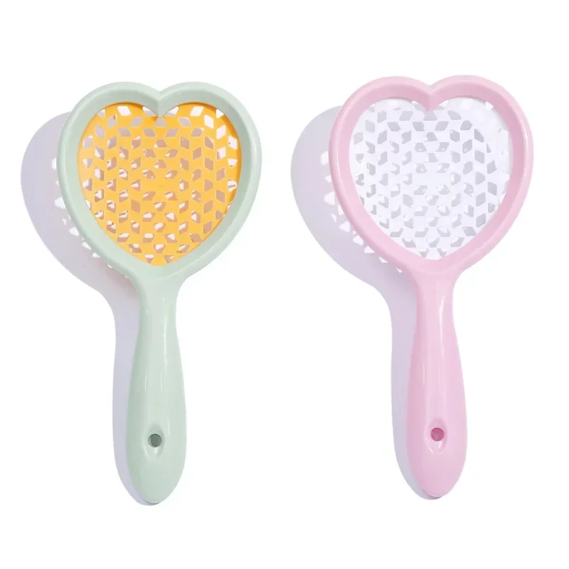 Mesh Comb Heart-shaped Hollow Comb Fashion Color-blocking Spareribs Plastic Women Hairdressing Comb Hair Brush Styling Tool