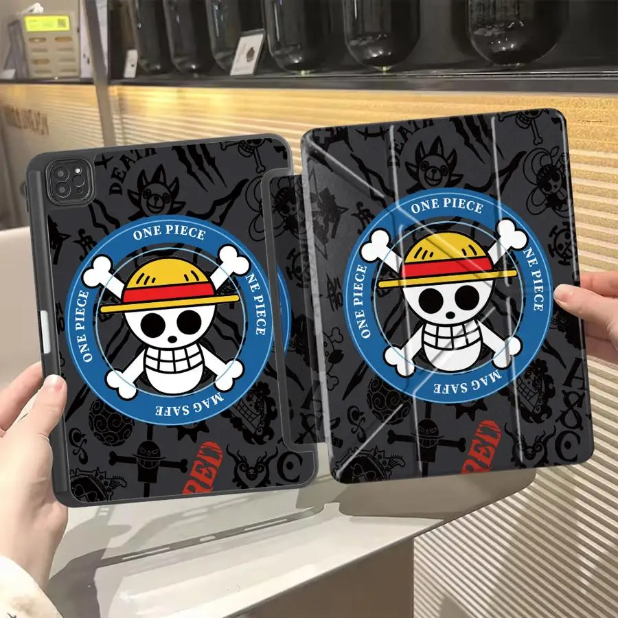 

Чехол-подставка для планшетов с логотипом One Piece Луффи для iPad Mini 6, 7, Pro 11, 10, 9, 8, 7, 12.9 дюймов, Air 4, 5, M3, M2, 1, 2, M4