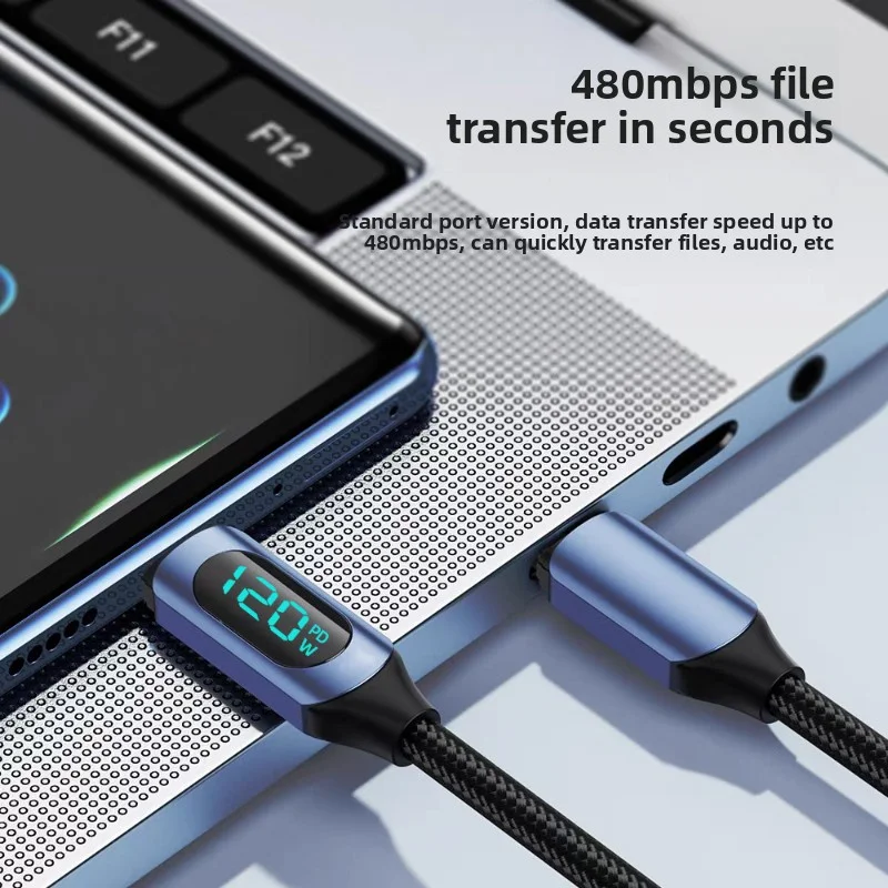 USB C كابل بيانات PD 120 واط شحن سريع شاحن الهاتف الحبل آيفون 17 16 15 سامسونج هواوي ماك بوك C إلى C كابل شحن سريع