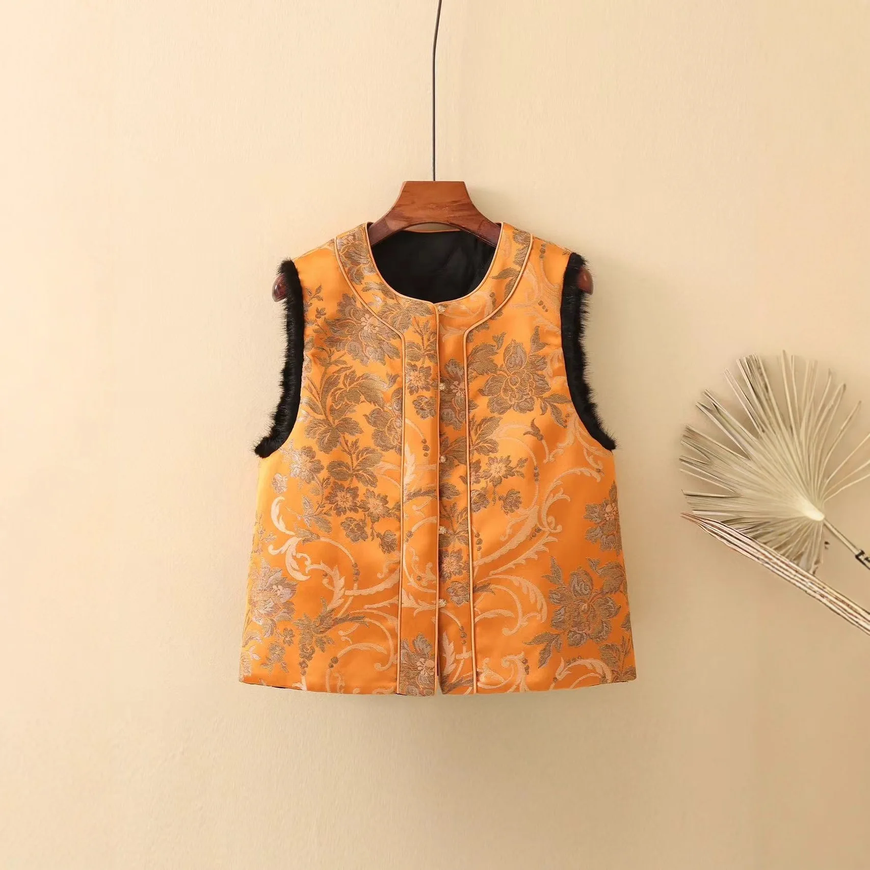 

2025 новый тканый жаккардовый жилет в китайском стиле в стиле ретро плюс хлопковый жилет