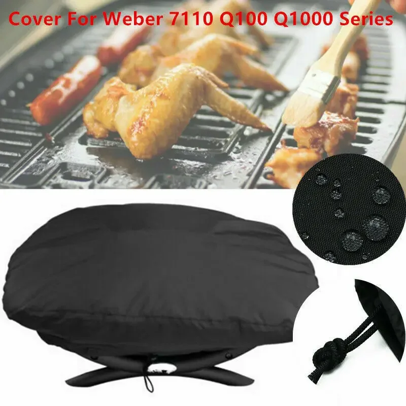 Dustproof BBQ Grill Protector 210D Coating Rainproof Sun Protection For Weber 7110 Q100 1000 Series BBQ Grill Cover