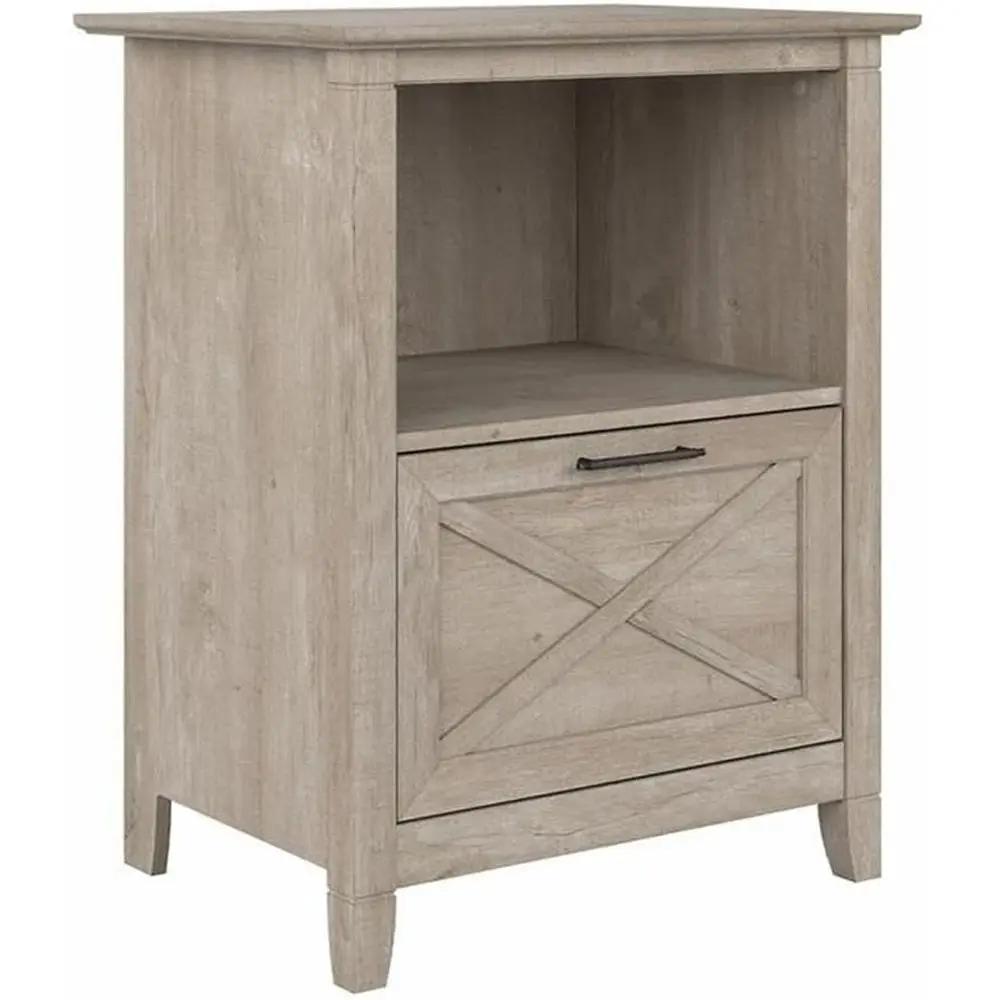 

Серый боковой шкаф с полкой