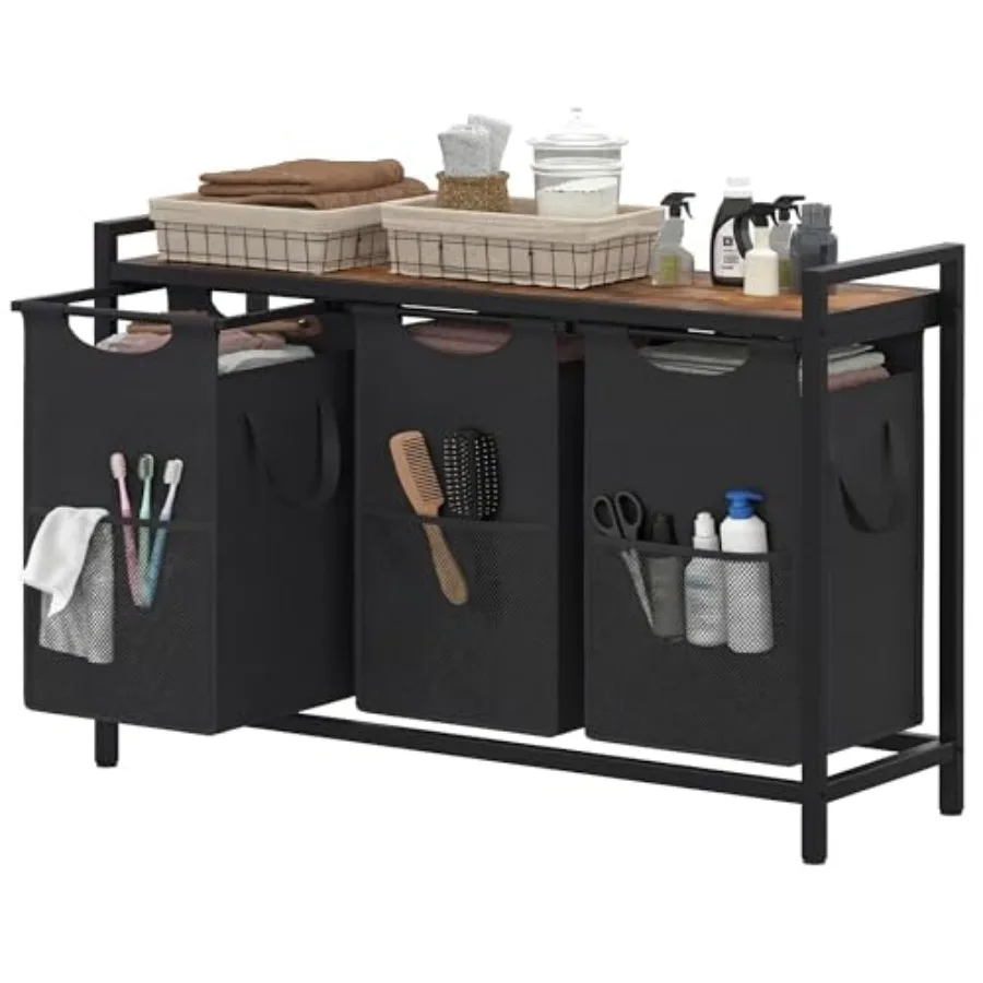 

Laundry Hampers, 3 × 15 Gal 171 L Laundry Basket with Large Desktop Sorter for Laundry Room Organization, Bathroom and Dorm Lau
