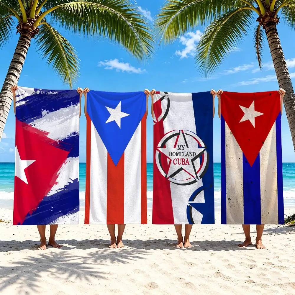 Flag Cuba Flag Towel Towel Beach Towel Oversized Quick Dry Towel Absorbent Soft Swim BeachTowels for Men Women