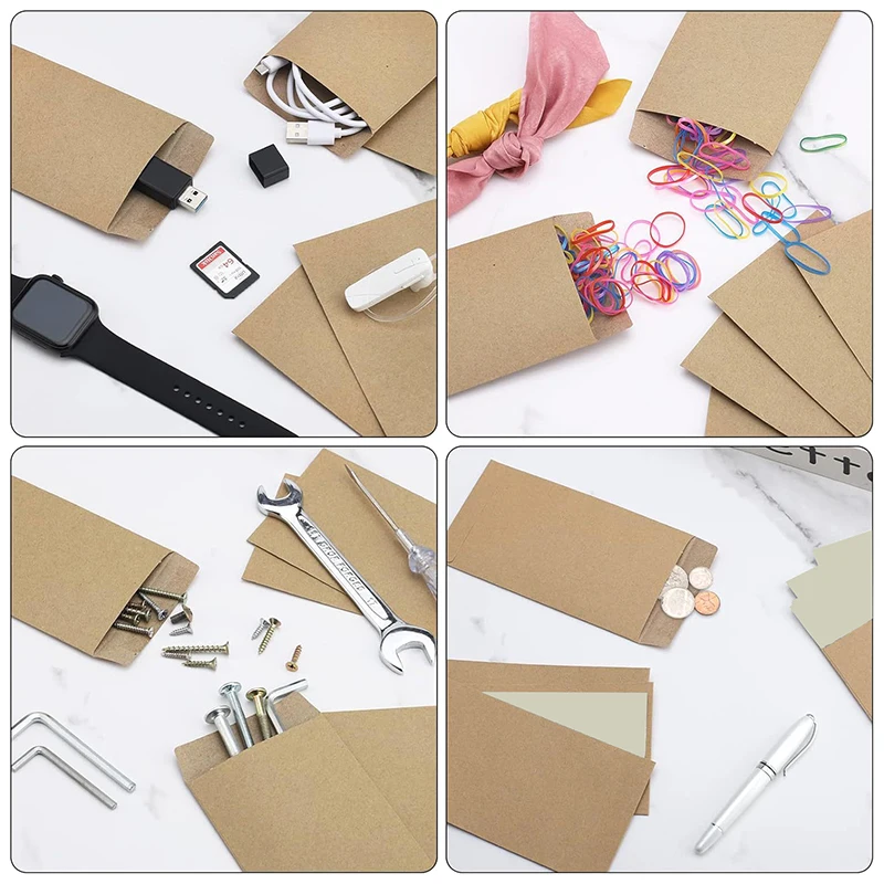 50Pcs Cash Envelopes Money Container Ultra-Thin DIY Coin Storage Envelopes Cash Storage Bags Kraft Paper Coin Cash Pouches