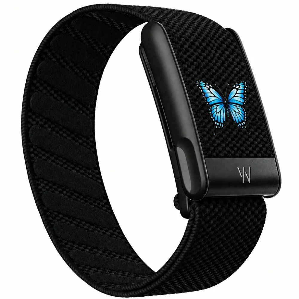 Compatible with WHOOP 5.0 MG Butterfly Print Elastic Nylon Woven Fitness Replacement Strap Metal Frame Non Slip Grip