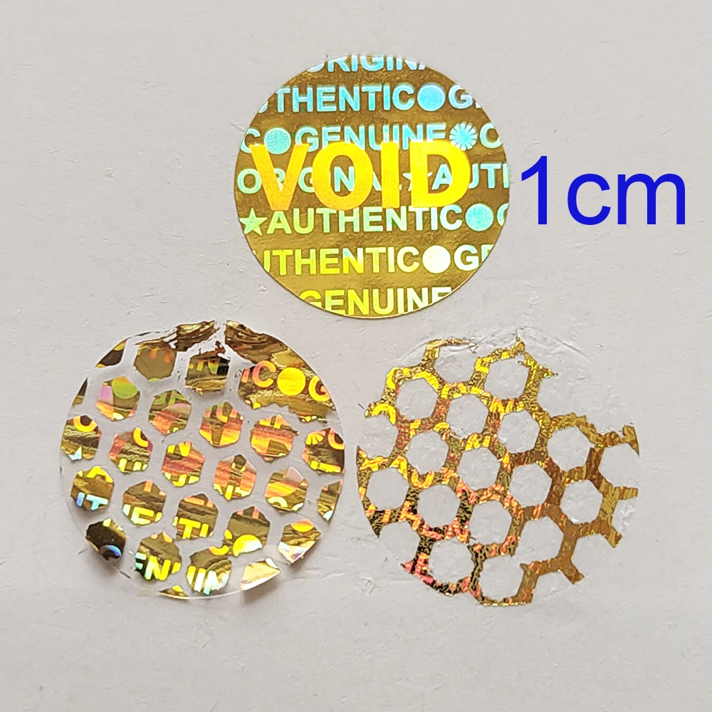 ouro holograma adesivo selo de seguranca genuino honeycomb esquerda se removido ou adulterado com original 1cm 190 pcs cor do 01