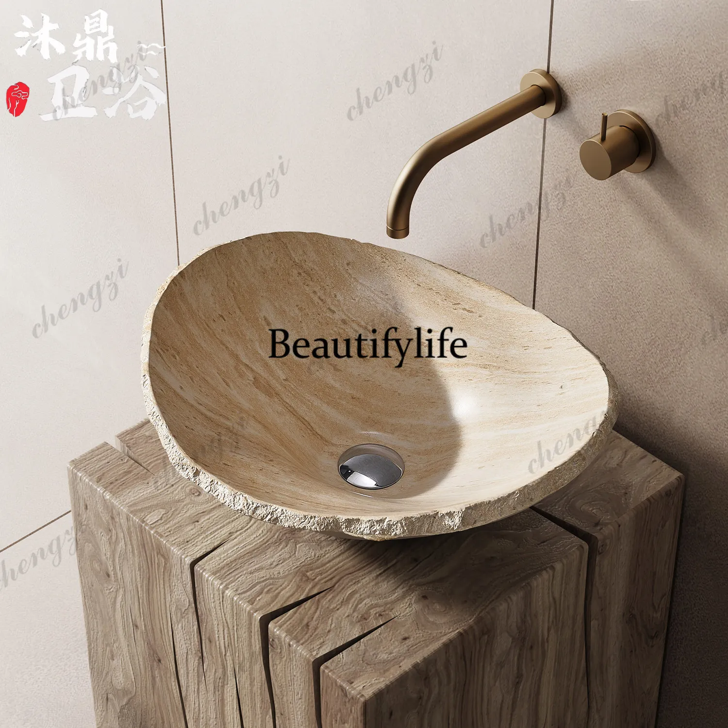 Medieval style wash basin toilet rock texture art basin designer hotel clubhouse wash basin