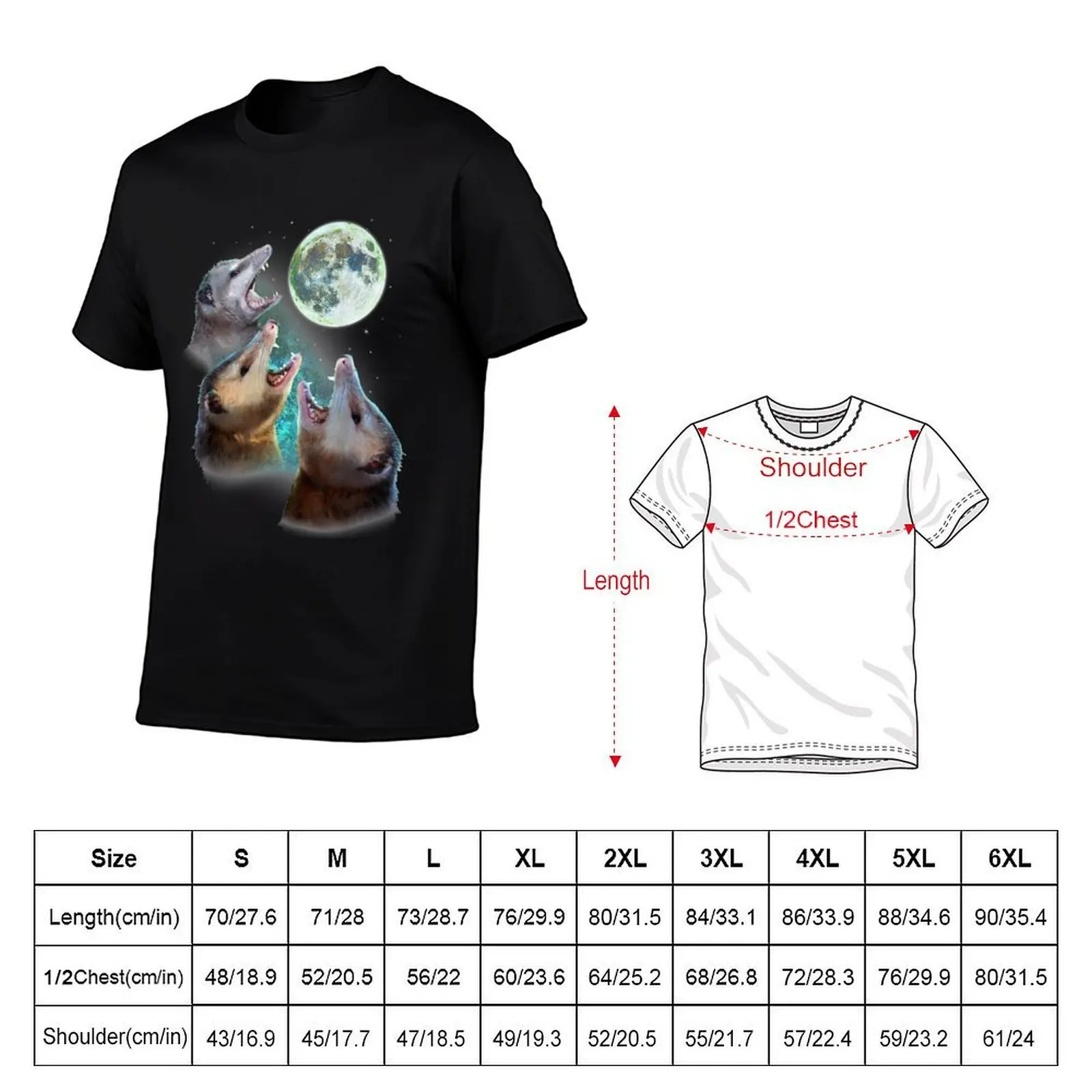 Three Opposum Moon With 3 Possums And Dead Moon Costume T-Shirt anime clothes custom t-shirts t shirt men