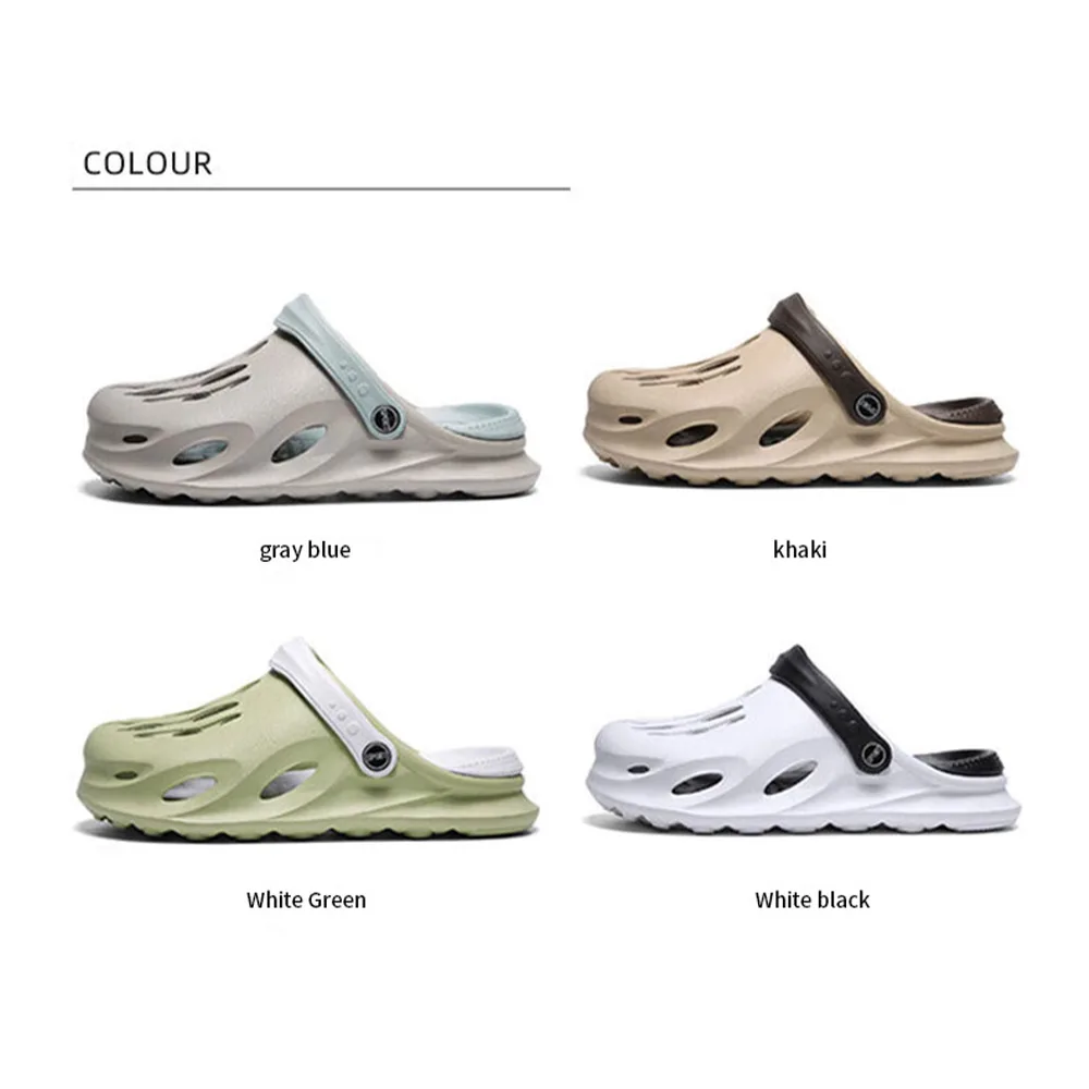 Men's Fashion Summer Beach Sandals Thick Sole Slipper Waterproof Anti-Slip Sandals Flip Flops Non-slip Toe EVA Hole Shoes