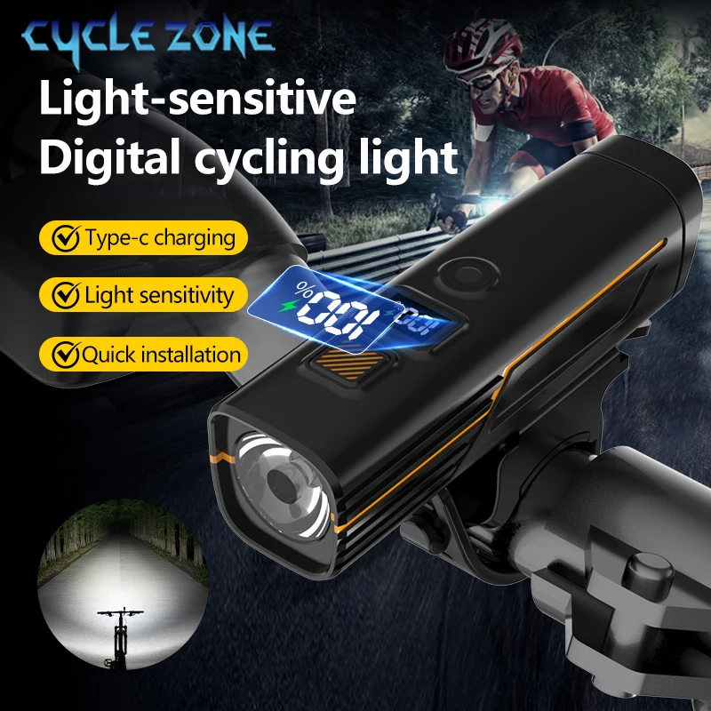 【セール中】バイク高軽量フロントライト 5 モード Type-C 充電ヘッドライト MTB ロードバイクヘッドライト屋外サイクリングバイクアクセサリー
