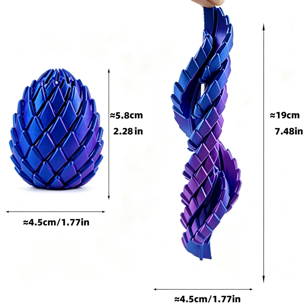 3D-gedrucktes Transformations-Drachenei-Fidget-Spielzeug, drehbarer Stressabbau-Ball, Desktop-Deko-Geschenk für Jugendliche und Erwachsene, zufällige Farbe – Detail 15
