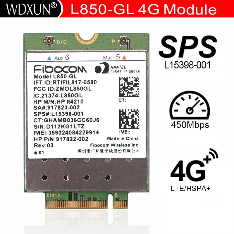 L850-GL  LT4210 Fibocom Card Wireless 917823-001 WWAN Mobile Module 4G LTE NEU for HP 840 430 G5/440 G5/450 G5/640 G4/645 G4 G3