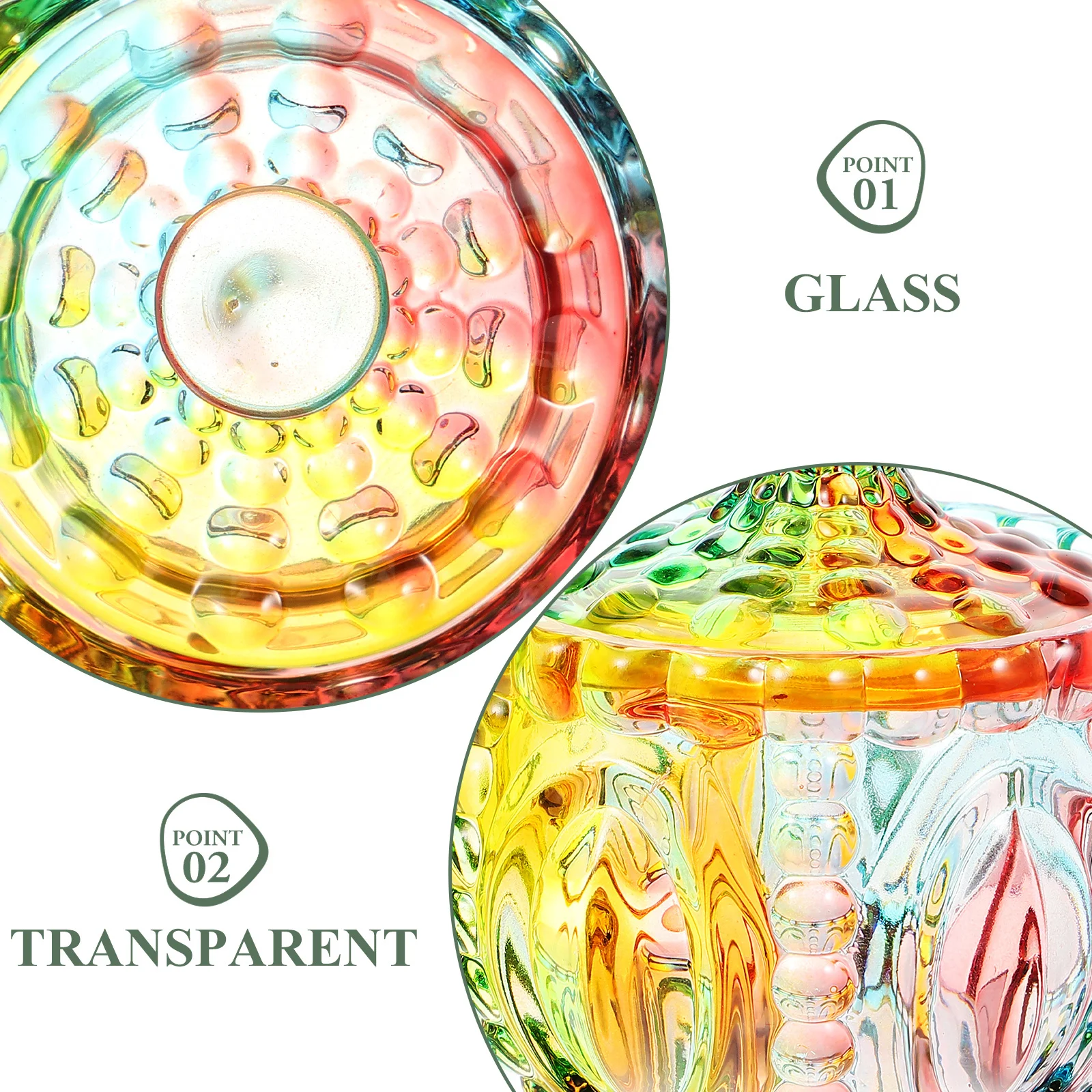 

1Pcs Glass Candy Bottle Transparent Storage Jar Colored Lid Creative Storage for Home Snacks Toothpicks Swabs