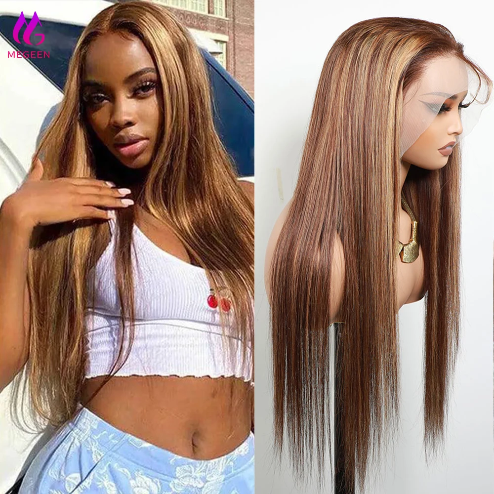 شعر مستعار أمامي من الدانتيل الشفاف ، شعر بشري أومبير ملون ، عسل أشقر ، مستقيم ، ريمي ، تمييز ، P4 ، 27 ، 13x4