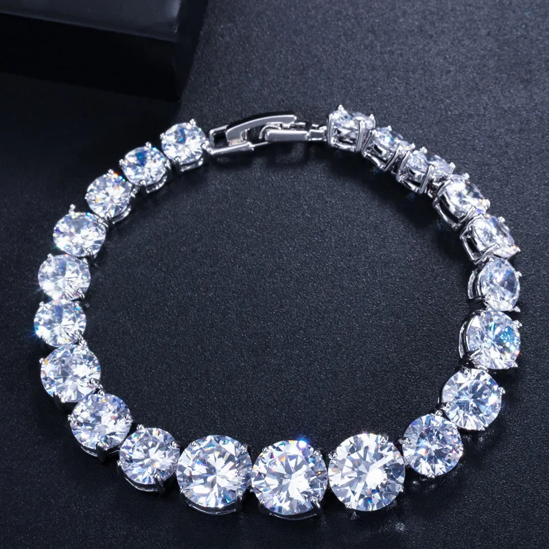 

Jewelry AAA zircon bracelet electroplated 3-layer 18 white gold, high-end gift jewelry