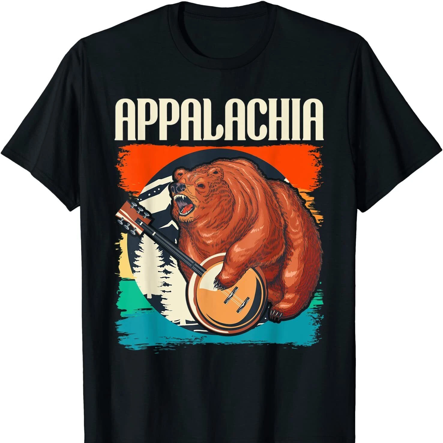 Appalachia Bear- Retro Banjo Player Musician T Shirt New 100% Cotton Short Sleeve O-Neck T-shirt Casual Mens Top