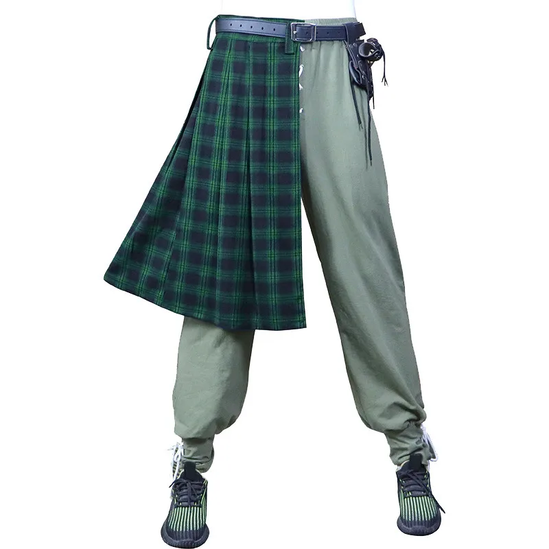 2022 Scottish Men Fashion Casual Scottish Style Plaid Role Playing Pleated Skirt Traditional Highland Tartan Kilt Medieval