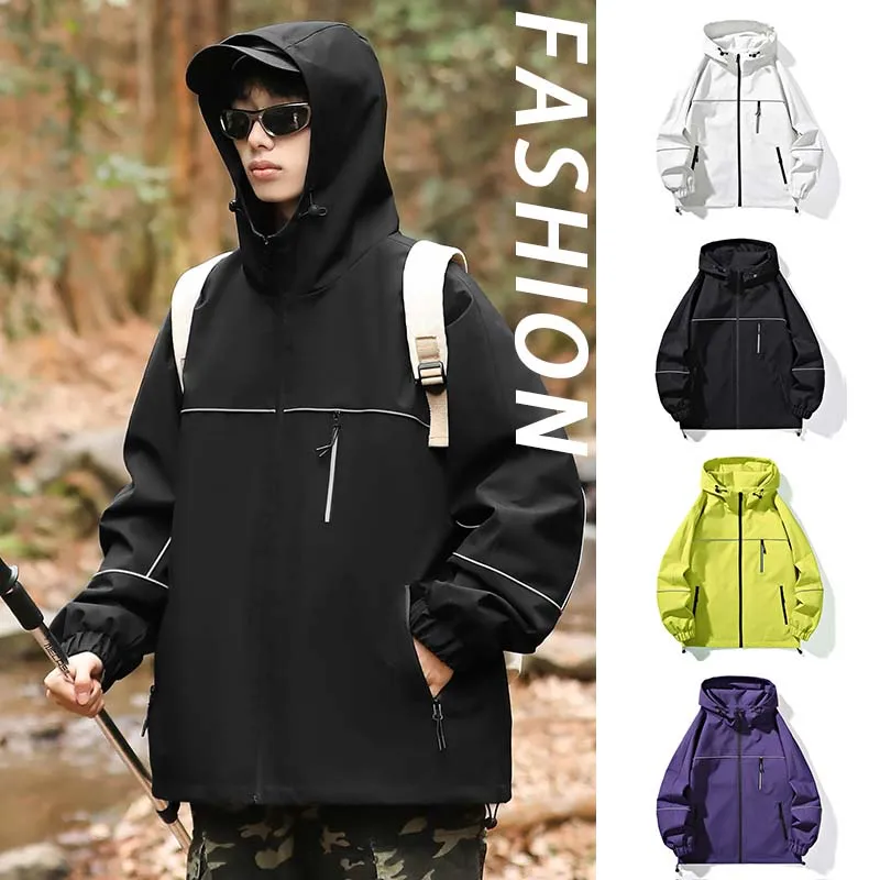 

New Spring Autumn Casual Men Hiking Hunting Running Waterproof Jacket Women's Outdoor Camping Windproof Coats Hooded Jackets