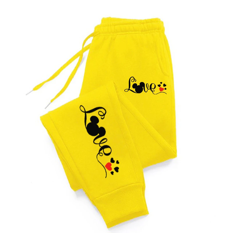 Mouse Head And Love Pattern Sweatpants For Women Pocket Warm Long Pants Sportswear Casual Sportpants Fashion Autumn trousers