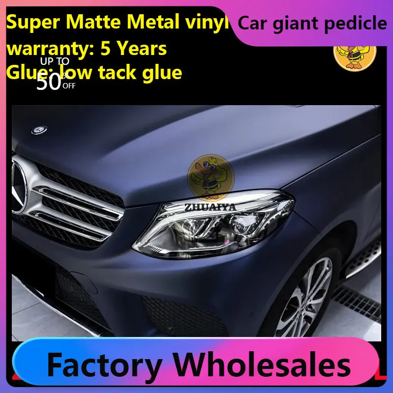 

Super matte Black Phantom Blue Vinyl Wrap For Car Wrapping Covering Foil Air Bubble Free Low Tack Glue152*18M/Roll 5x59ft