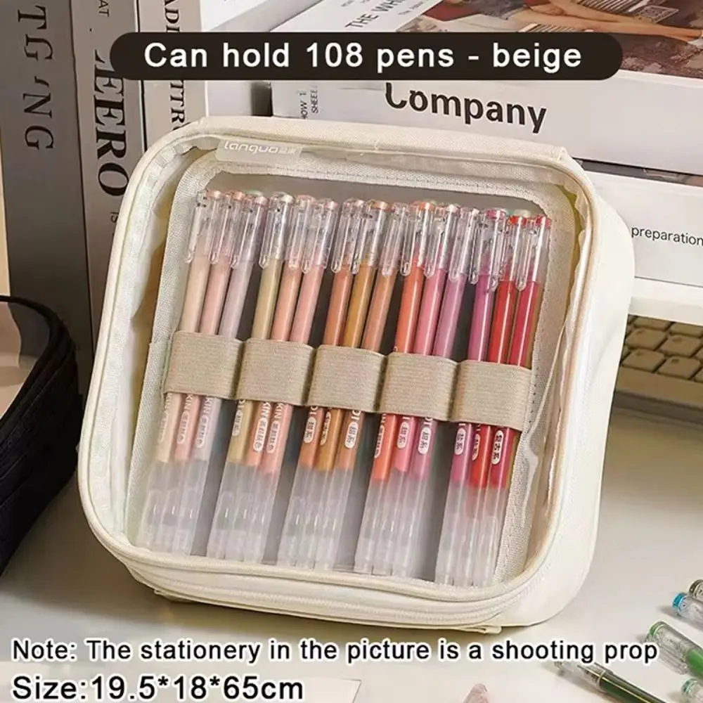 Custodia per penna gel di grande capacità per 36/108 pezzi Penne gel Custodia per penna colorata trasparente Fibbia leggera/cerniera