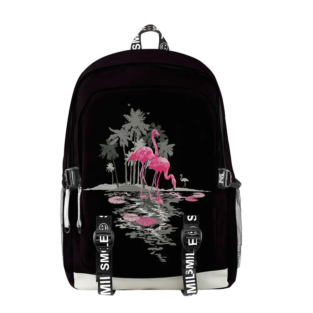 Hip Hop klassische jugendliche Schultasche Unisex Flamingo Reisetaschen 3D-Druck Oxford wasserdichte Notebook Multifunktionsrucksäcke