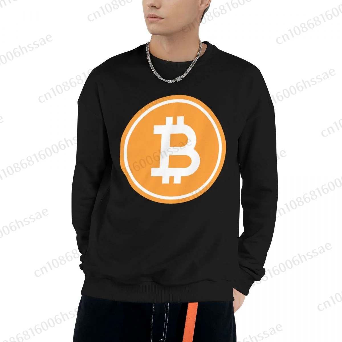 Bitcoin Men Woman Fall Winter Sweatshirt Round Neck Long Sleeve Length Casual Top