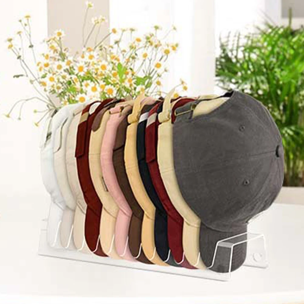 

2Pcs Acrylic Hat Display Holder Transparent Desktop Organizer For Baseball Cap Storage Tabletop Show Case DuckHat Stand
