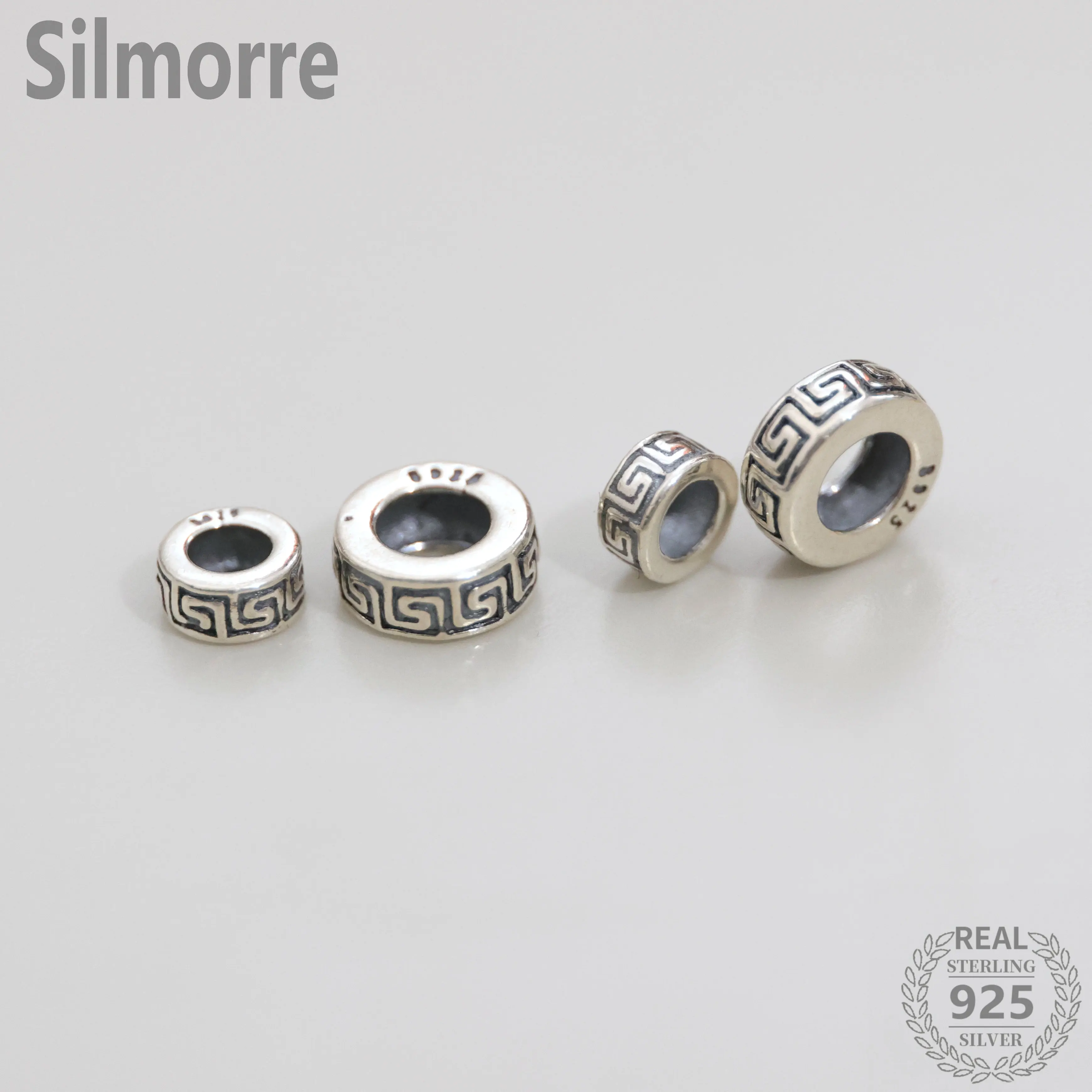 

Бусины из серебра 100% пробы в ретро стиле, 2 шт.