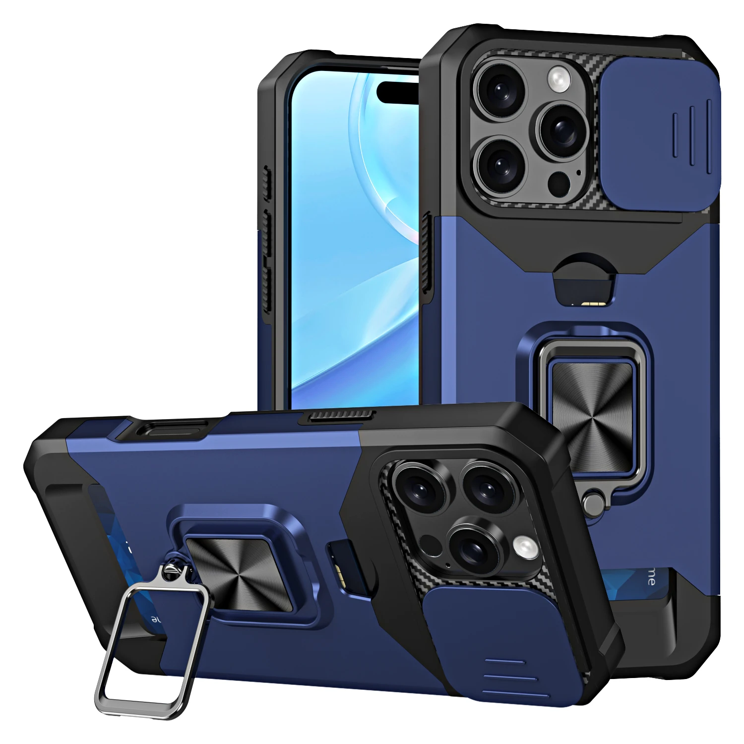 Kartenhalter mit Ring-Schutzhülle für iPhone 16 15 14 13 12 11 Pro Max 15 16 Plus 12 13 Mini magnetische stoßfeste Rüstungshülle
