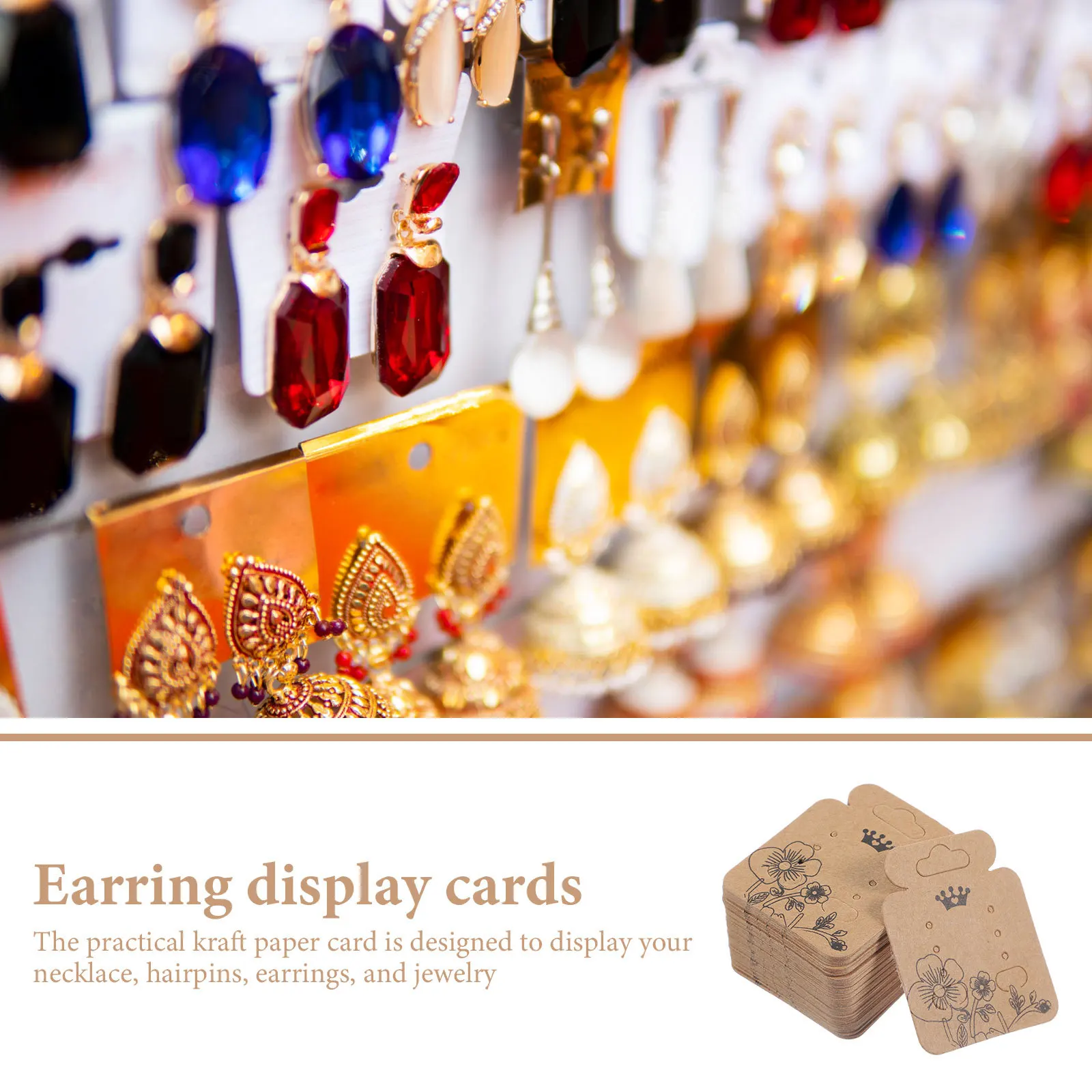 

Small Paper Holder Kraft Cardboard With Pre-Cut Holes For Jewelry Display Packaging Storage Earring Packaging Jewelry