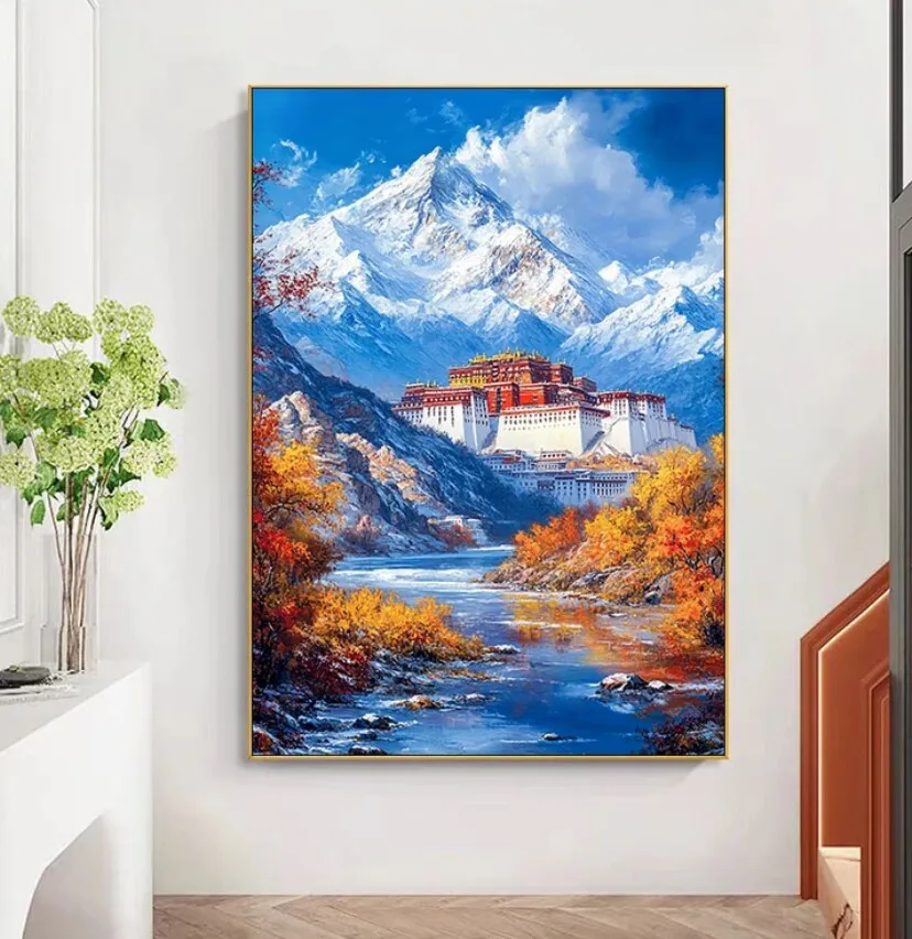 

9ct 60x80 см дворцо Потала вышивка DIY наборы с принтом в китайском стиле вышивка крестиком набор для рукоделия домашний декор ремесла