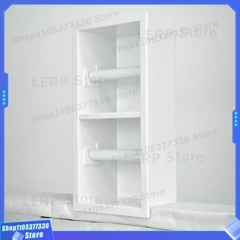 Modern White 304 Stainless Steel Integrated Tissue Dispenser Box for Bathroom Shower Wall Niche Holder Waterproof Rustproof